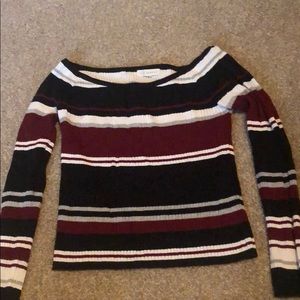 Long sleeve stripped off shoulder top